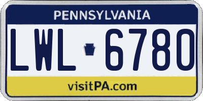 PA license plate LWL6780