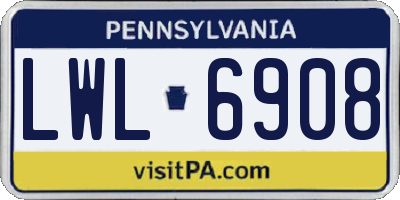 PA license plate LWL6908