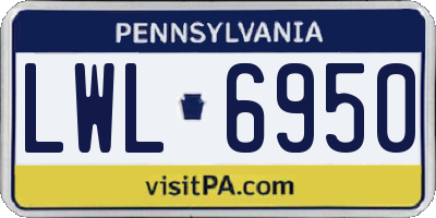 PA license plate LWL6950