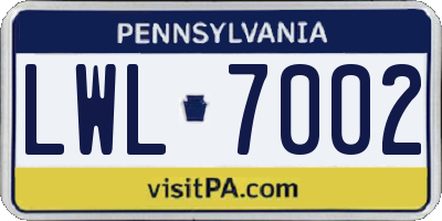 PA license plate LWL7002