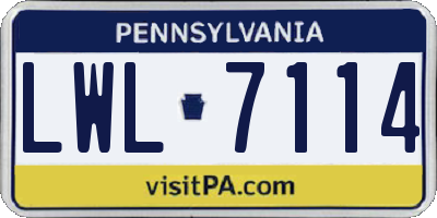 PA license plate LWL7114