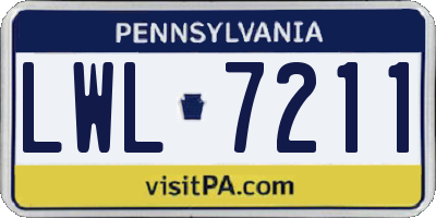 PA license plate LWL7211