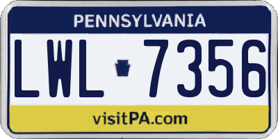 PA license plate LWL7356