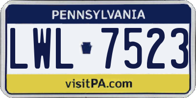 PA license plate LWL7523