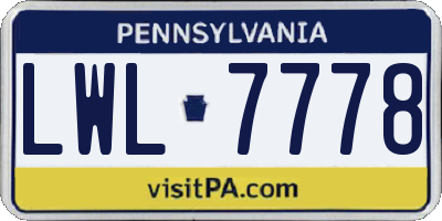 PA license plate LWL7778