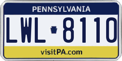 PA license plate LWL8110