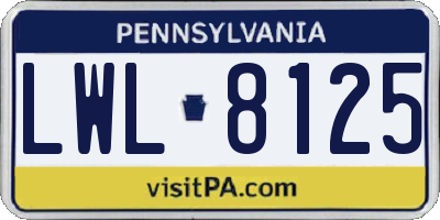 PA license plate LWL8125