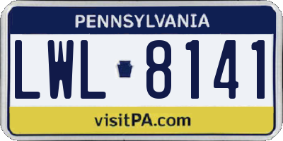 PA license plate LWL8141