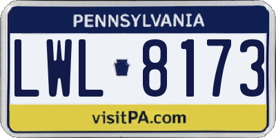PA license plate LWL8173