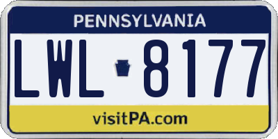 PA license plate LWL8177