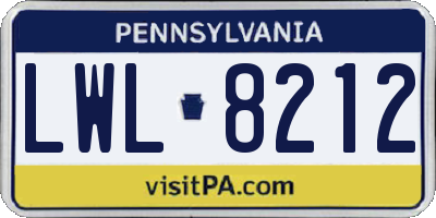 PA license plate LWL8212