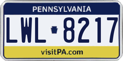 PA license plate LWL8217