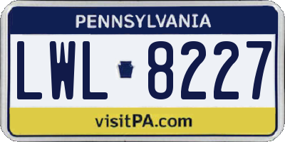 PA license plate LWL8227