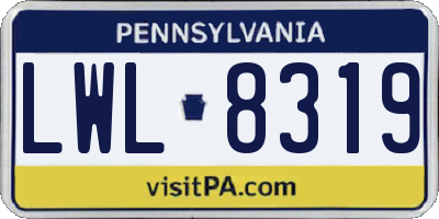 PA license plate LWL8319