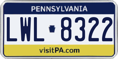 PA license plate LWL8322