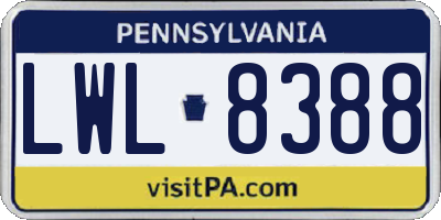 PA license plate LWL8388