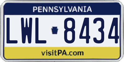 PA license plate LWL8434