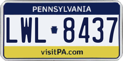 PA license plate LWL8437