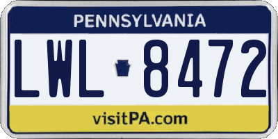 PA license plate LWL8472
