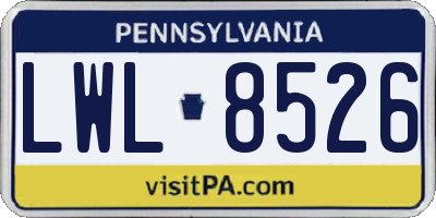 PA license plate LWL8526