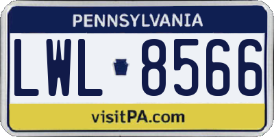 PA license plate LWL8566