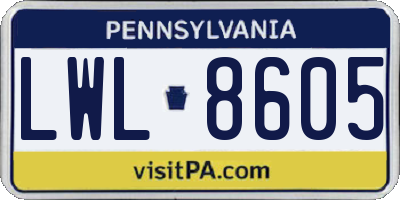 PA license plate LWL8605