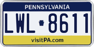 PA license plate LWL8611