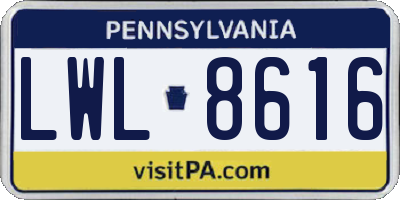 PA license plate LWL8616