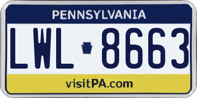 PA license plate LWL8663