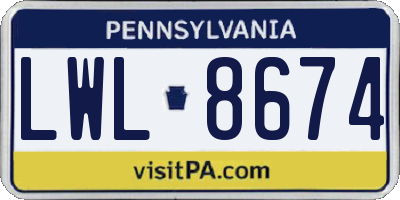PA license plate LWL8674