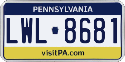 PA license plate LWL8681
