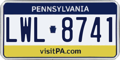 PA license plate LWL8741