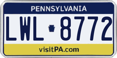 PA license plate LWL8772