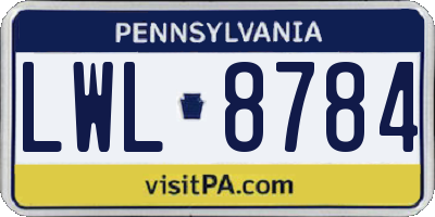 PA license plate LWL8784
