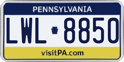 PA license plate LWL8850