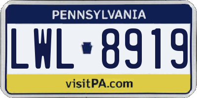 PA license plate LWL8919