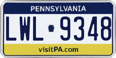 PA license plate LWL9348