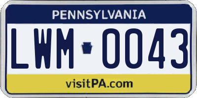 PA license plate LWM0043