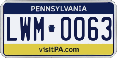 PA license plate LWM0063