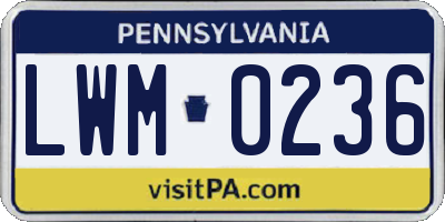PA license plate LWM0236