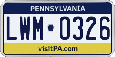 PA license plate LWM0326