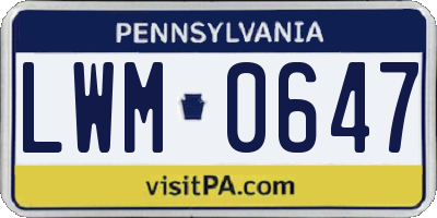 PA license plate LWM0647