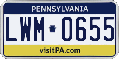 PA license plate LWM0655