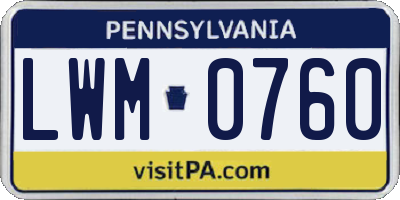 PA license plate LWM0760