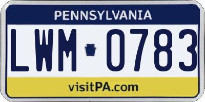 PA license plate LWM0783