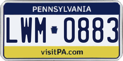 PA license plate LWM0883