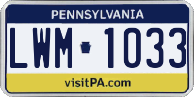 PA license plate LWM1033