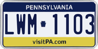 PA license plate LWM1103