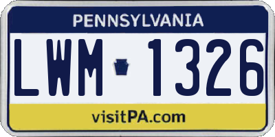 PA license plate LWM1326