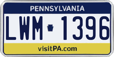 PA license plate LWM1396